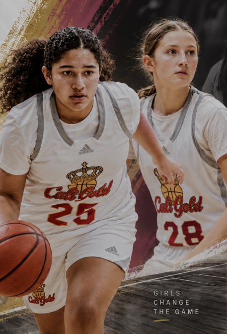 Two Cali Gold players competing in white Cali Gold jerseys